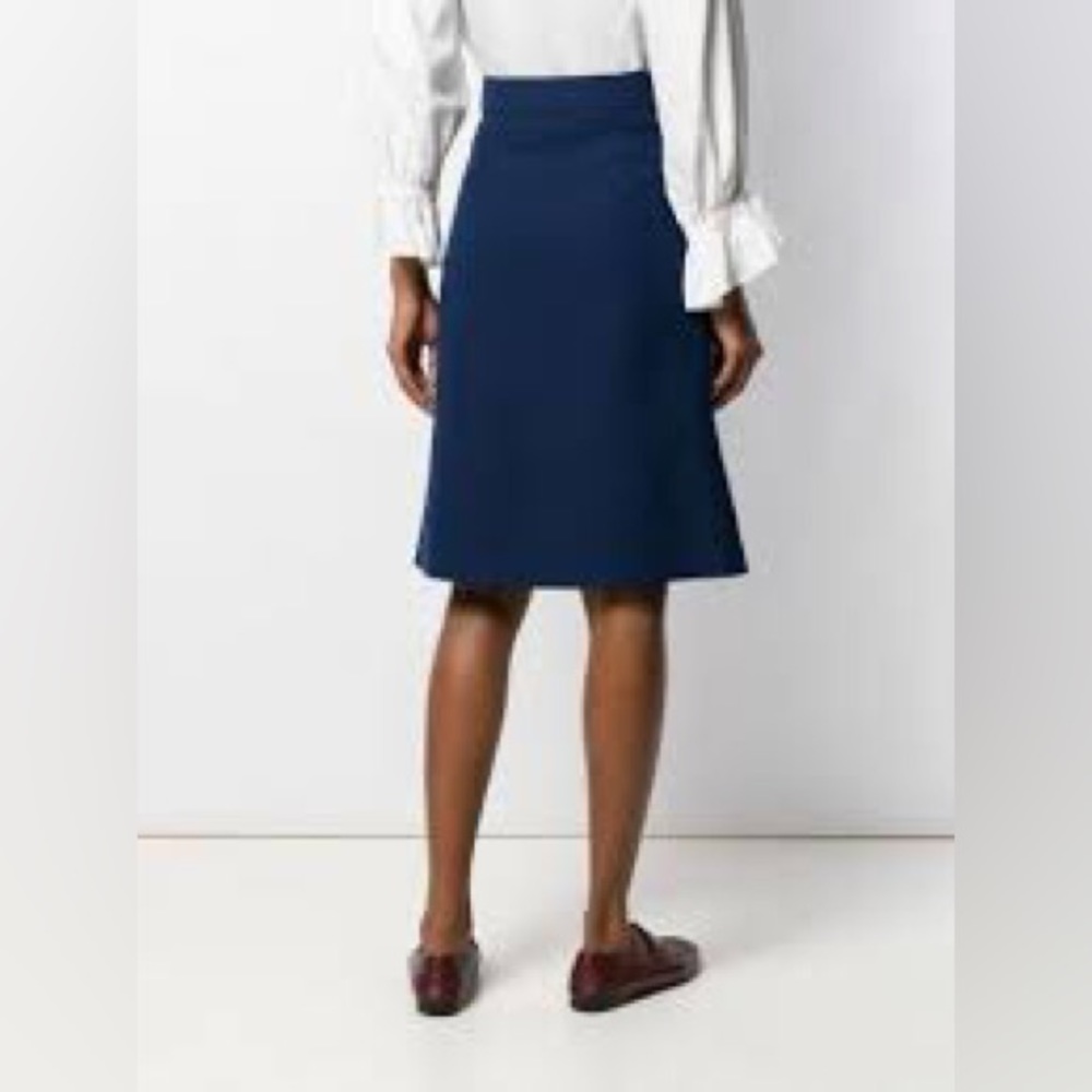 Gucci Navy A-Line Skirt with Belt - Picture 3 of 10